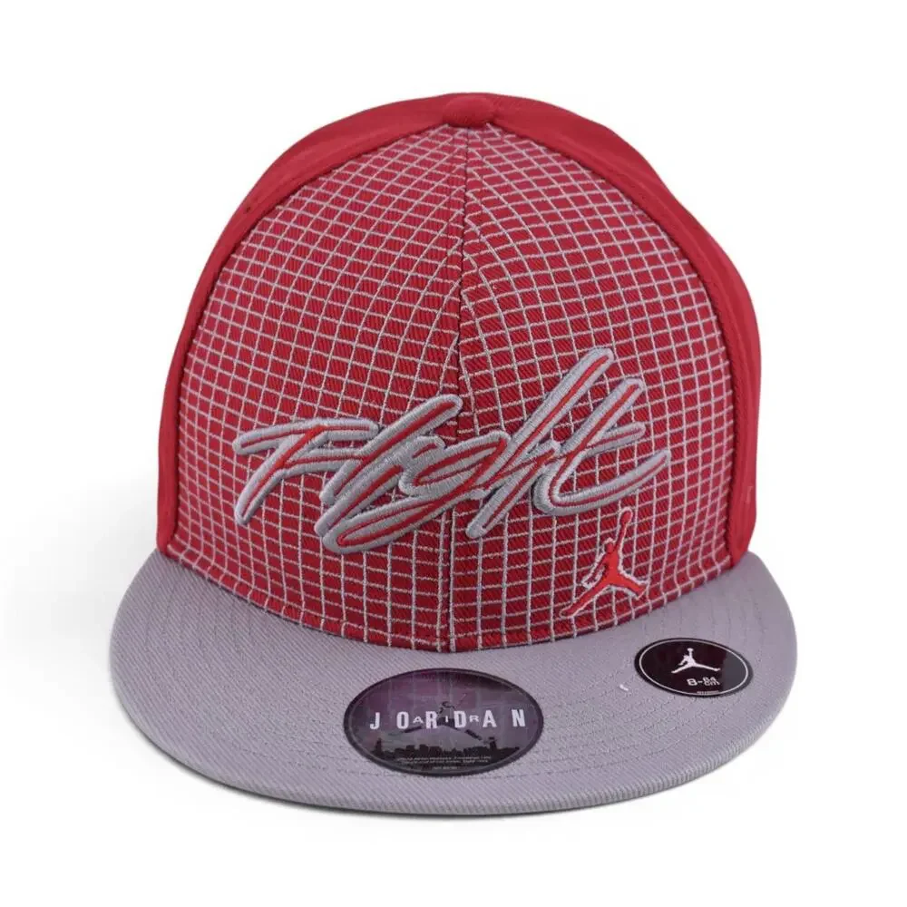Jordan Flight Red Grid Fitted Cap, Size 8